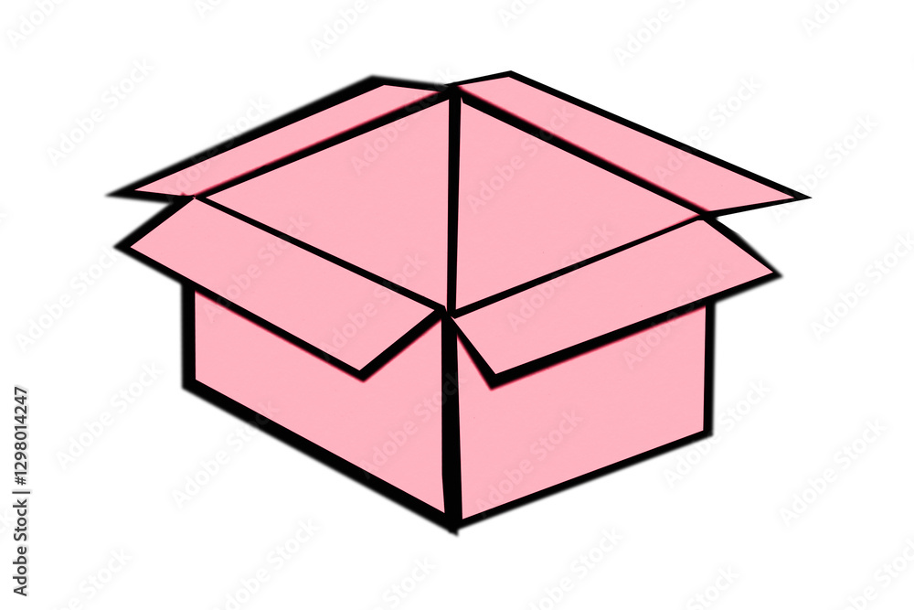 Open pink cardboard box, isolated on transparent background. Open pink cardboard box, isolated on transparent background.