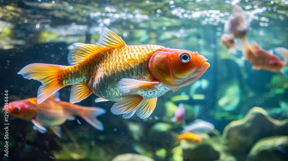 Fototapeta premium AI-powered automated aquaponic farming system optimizing fish and plant production in agribusiness