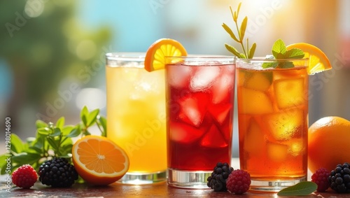 Wallpaper Mural Fruit Juice Recipes. Refreshing colorful fruit drinks ice cubes summer Torontodigital.ca