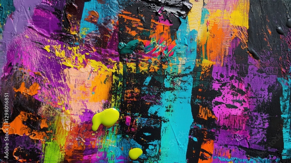 Fototapeta premium Vibrant Abstract Painting with Bold Colors and Dynamic Textures