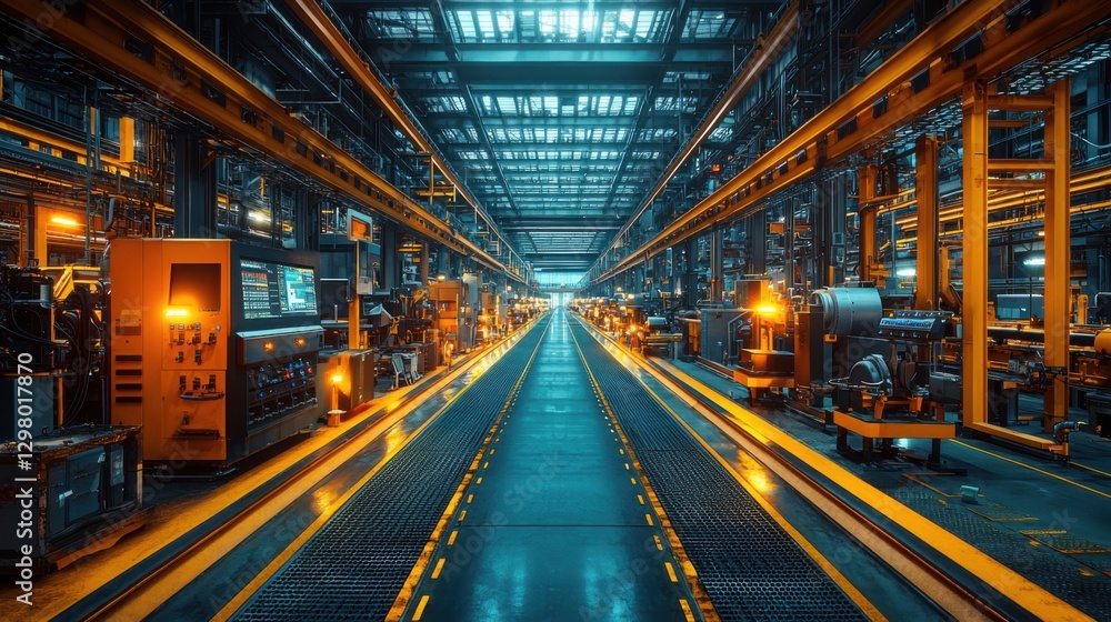 This image showcases an advanced industrial factory floor, featuring modern machinery and a well-organized layout with excellent lighting. This image showcases an advanced industrial factory floor, featuring modern machinery and a well-organized layout with excellent lighting.