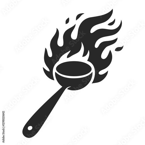 Silhouette of a burning ladle.