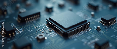 Wallpaper Mural Close-up of a microchip integrated on motherboard. Torontodigital.ca