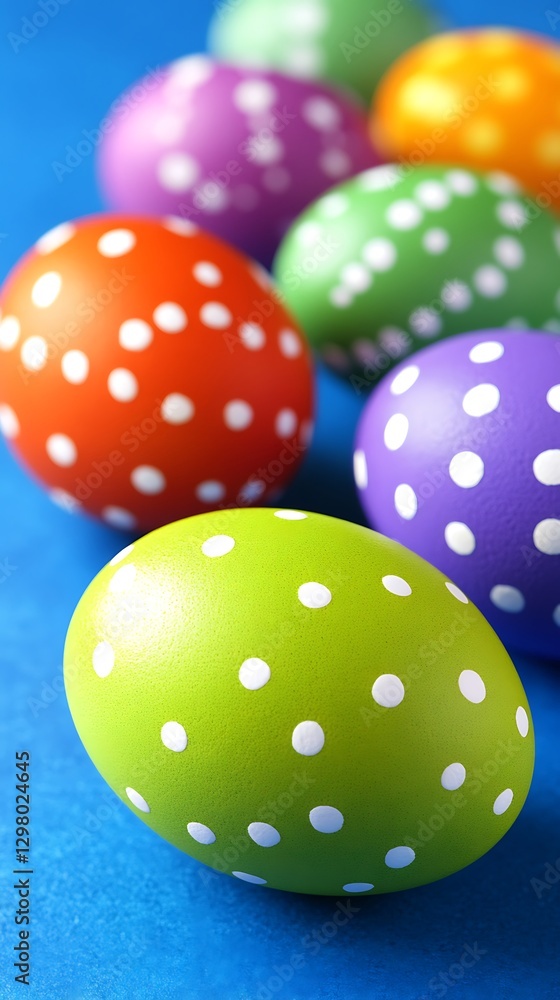 Easter eggs with dots on blue background for holiday Easter eggs with dots on blue background for holiday