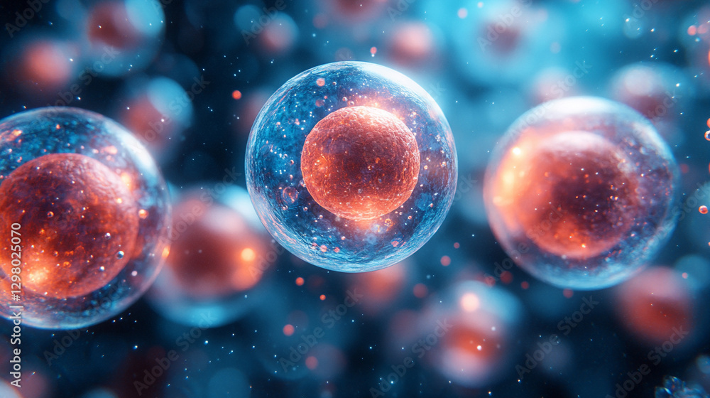 Close-up of small round blue and orange spheres illuminated by bright white light with gold and silver tones, symbolizing creativity, potential, and the birth of new ideas or beginnings Close-up of small round blue and orange spheres illuminated by bright white light with gold and silver tones, symbolizing creativity, potential, and the birth of new ideas or beginnings