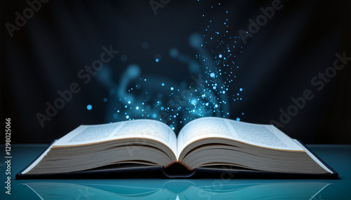 Open book with glowing pages creating a magical atmosphere against a dark background for World Book Day