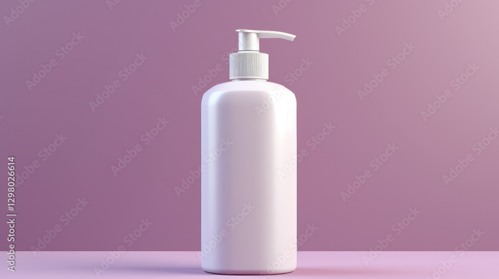 mockup of a white plastic bottle with a pump top on a pale mauve background mockup of a white plastic bottle with a pump top on a pale mauve background
