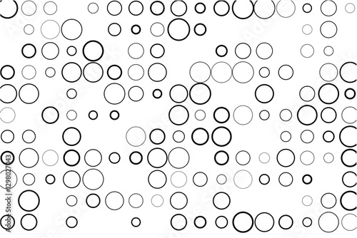 Abstract grid with randomly missing circles on white