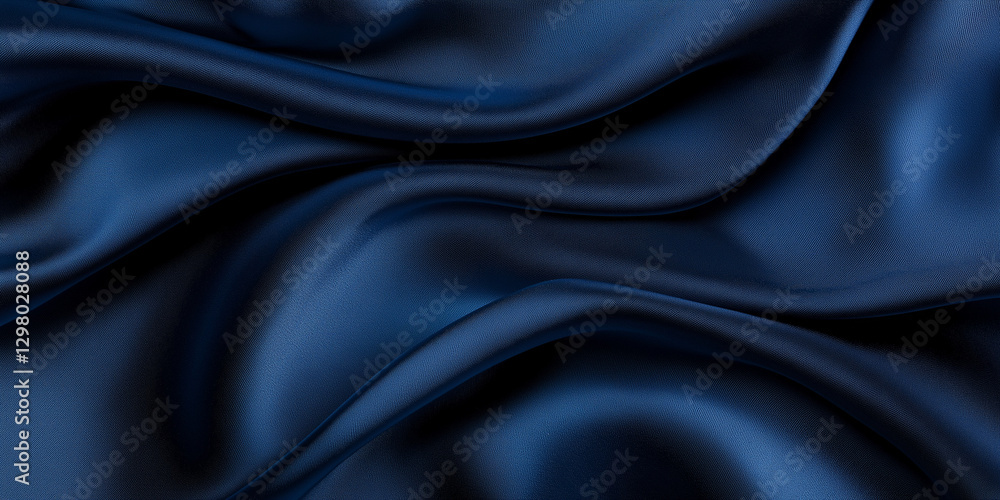 Obraz premium close up of a silk texture with Luxurious fabric drak blue and black.