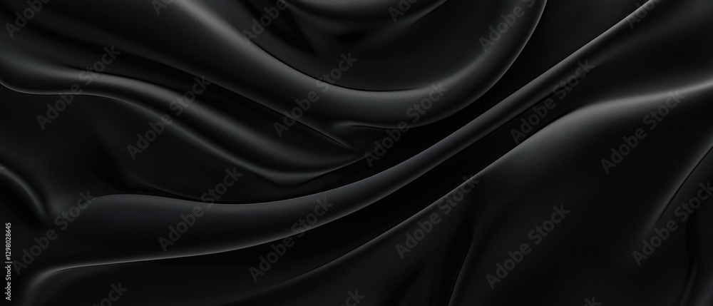 Obraz premium Close-up of a black fabric with a smooth and elegant texture. the fabric appears to be made of a shiny, satin-like material, with a subtle sheen that catches the light.
