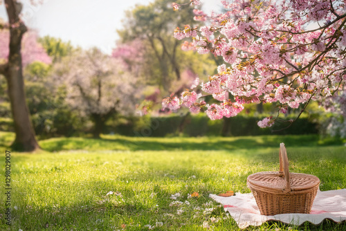 桜の木の下でお花見