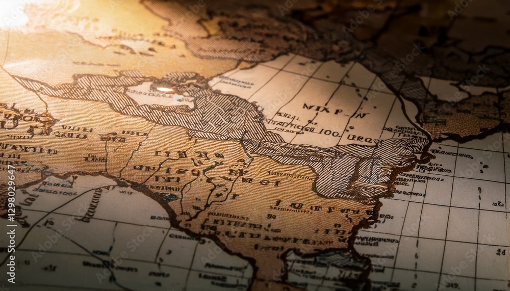 Macro map detail shot: countries, rivers, mountain ranges in sharp focus. Captivating cartographic texture. Ideal for travel, history, and background designs Macro map detail shot: countries, rivers, mountain ranges in sharp focus. Captivating cartographic texture. Ideal for travel, history, and background designs