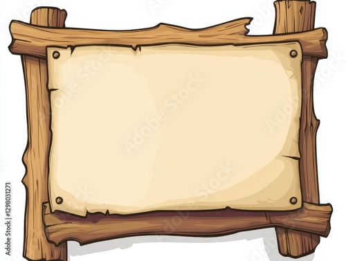 Blank Parchment Paper on Rustic Wooden Frame