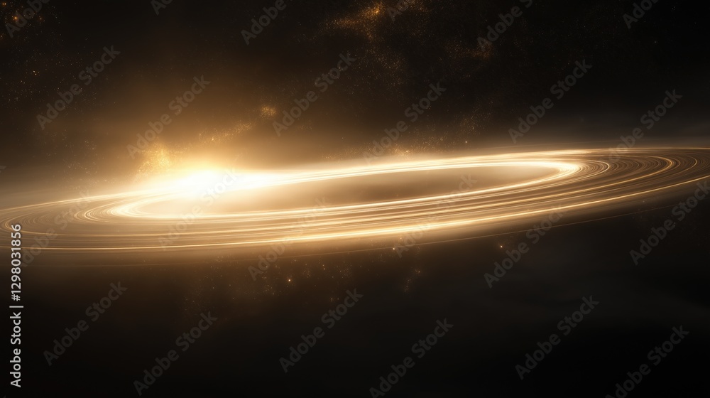 Fototapeta premium Digital illustration of a black hole in outer space. the black hole is surrounded by a dark background with small white dots scattered throughout.
