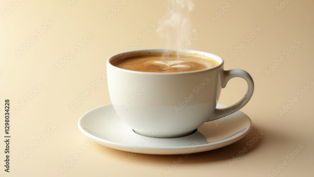 Low Acid Coffee. Cup of coffee is on saucer with saucer Low Acid Coffee. Cup of coffee is on saucer with saucer