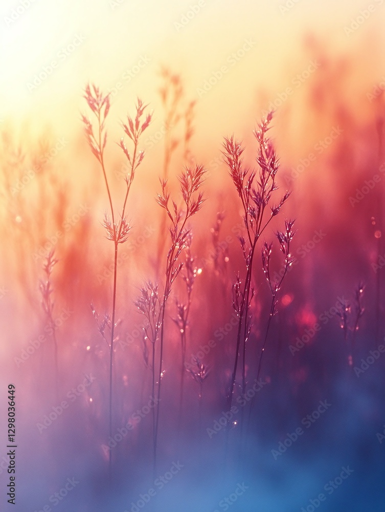 Soft-focus rain-kissed spring gradient creates a dreamy landscape of vibrant colors at dawn Soft-focus rain-kissed spring gradient creates a dreamy landscape of vibrant colors at dawn