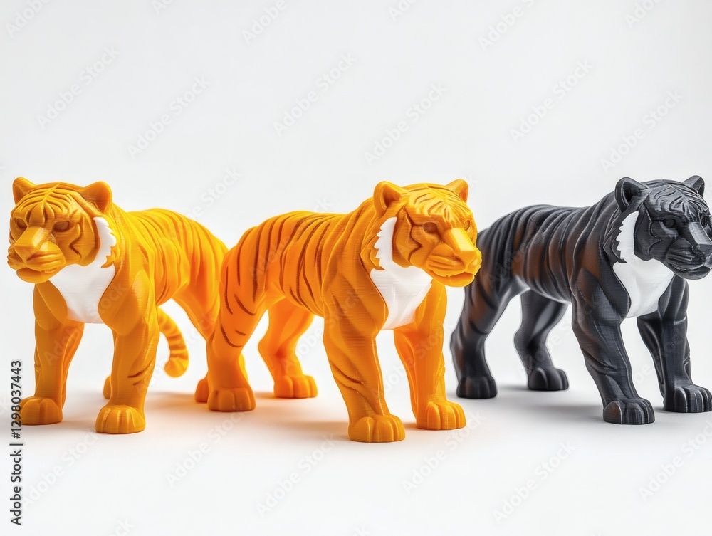 Obraz premium 3D Printed Tiger Toys in Three Colors 
