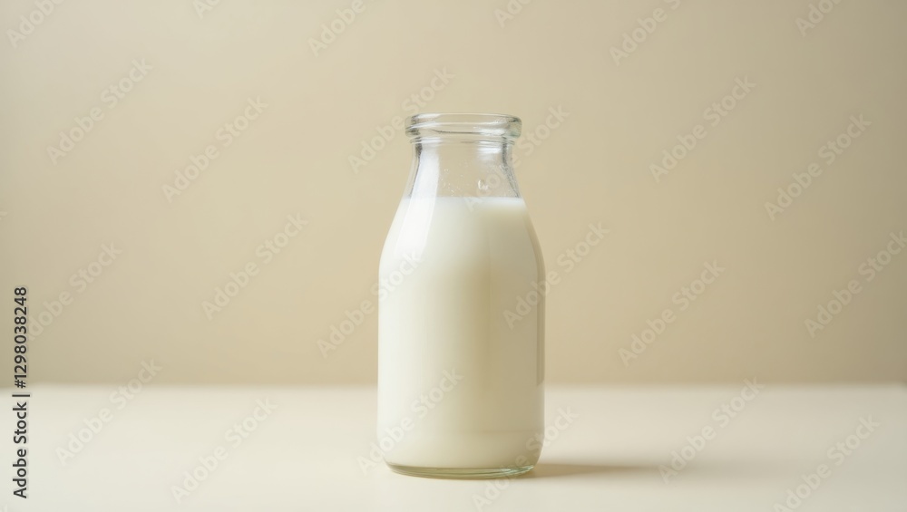 Raw Milk. Bottle of milk is sitting on table ready to be filled Raw Milk. Bottle of milk is sitting on table ready to be filled