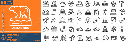 Antartica Line Editable Icons set
