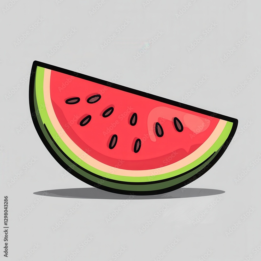 Pixel Art Watermelon Slice Red Fruit Illustration on Gray Background Pixel Art Watermelon Slice Red Fruit Illustration on Gray Background