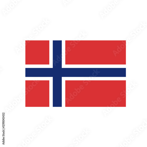 Silhouette vector illustration of the Norway flag (Red with Blue Cross) on a white background 