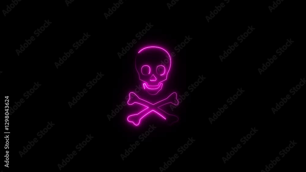 Abstract Neon Hard Danger Background Animation, corsair cranium, danger. Skull Crossbones neon sign appear in center Abstract Neon Hard Danger Background Animation, corsair cranium, danger. Skull Crossbones neon sign appear in center