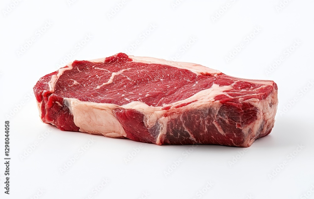 Raw Marbled Beef Steak on White Background Raw Marbled Beef Steak on White Background