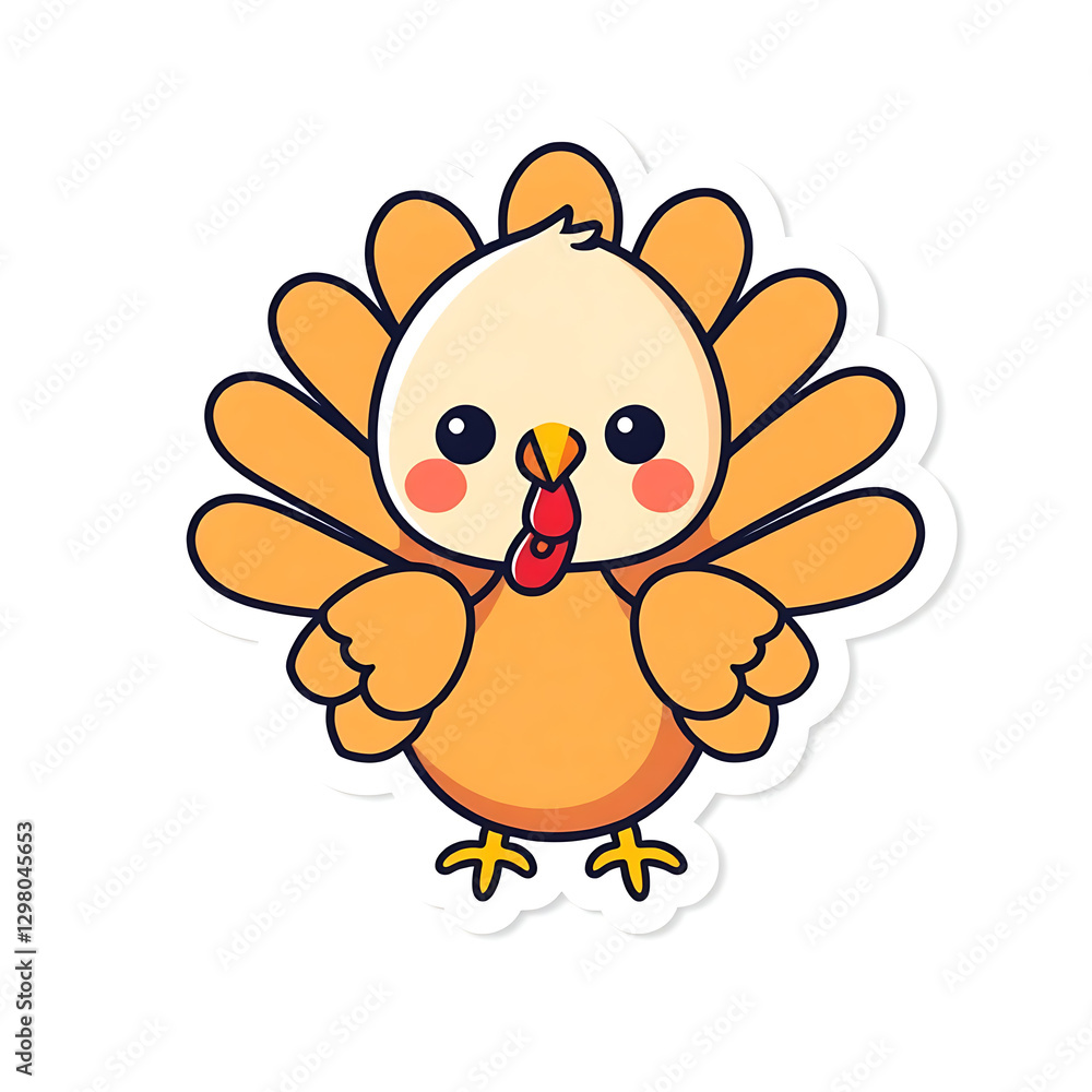 cute turkey cartoon stickers, generative ai cute turkey cartoon stickers, generative ai