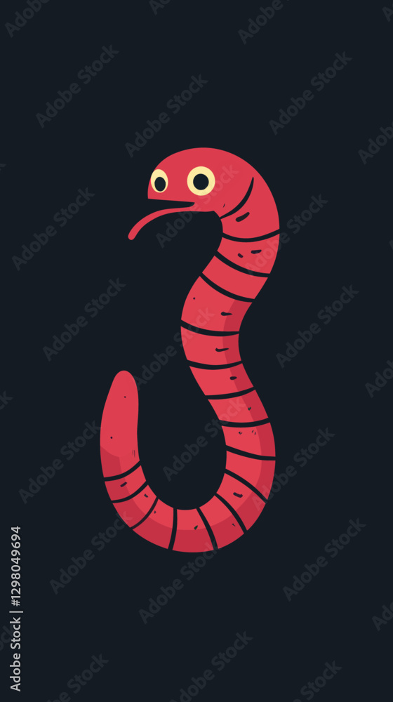 Naklejka premium Playful Red Worm Vector Pictogram for Educational and Design Uses