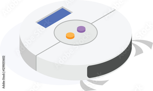 Customizable isometric icon of smart vacuum cleaner in modern style