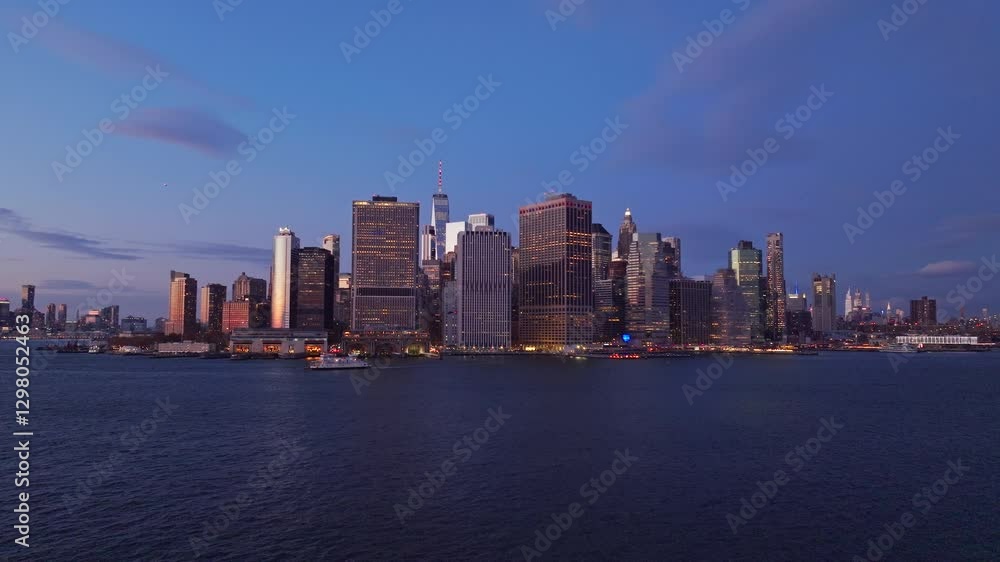 Manhattan skyscrapers glowing golden shot from a unique triopod perspective, reflecting vibrant city lights across rippling East River Manhattan skyscrapers glowing golden shot from a unique triopod perspective, reflecting vibrant city lights across rippling East River