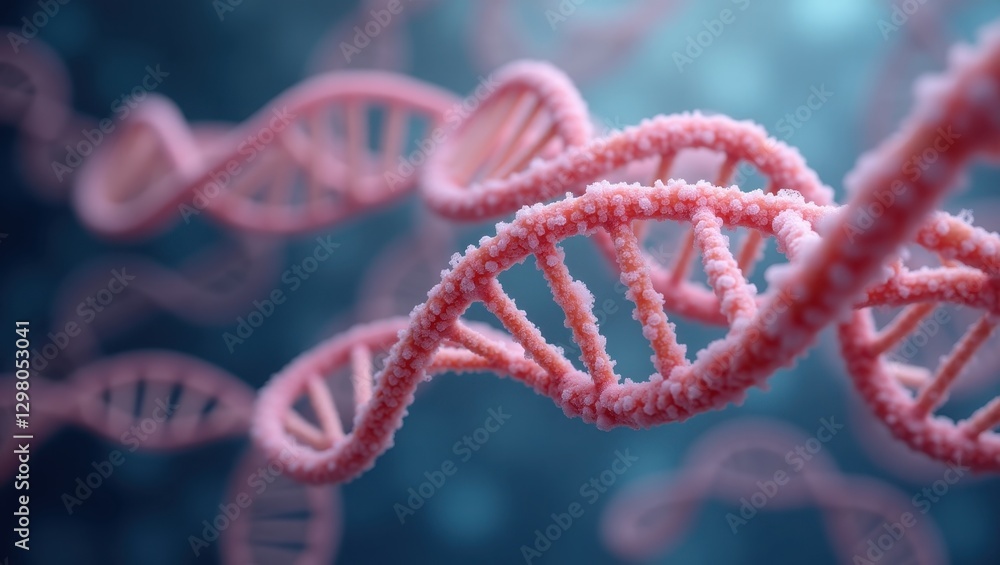 Dna Storage. Image shows close up of pink dna model Dna Storage. Image shows close up of pink dna model