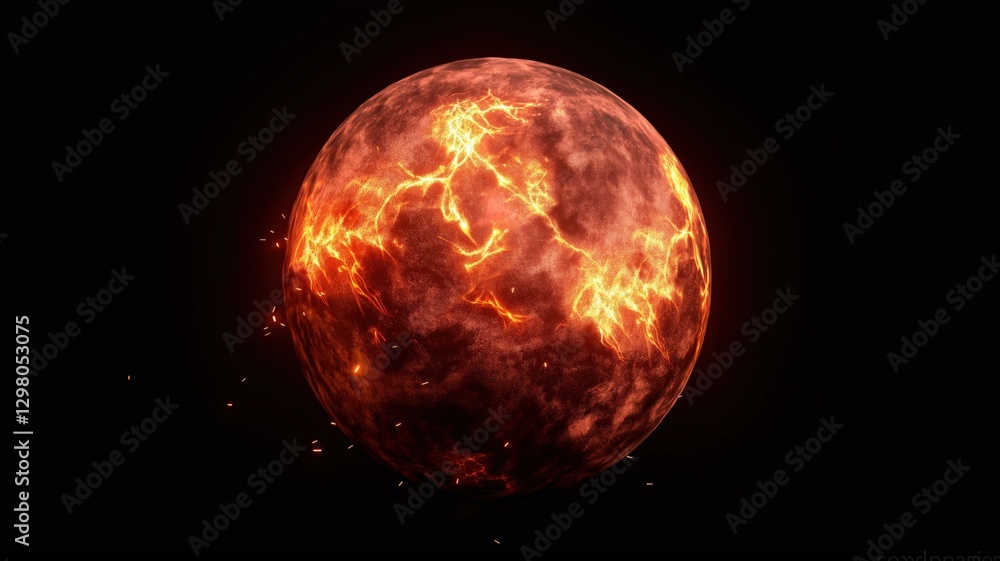 Burning fireball on a dark background Burning fireball on a dark background