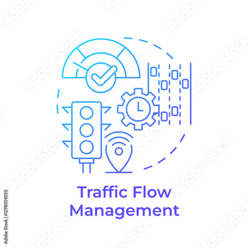 Traffic flow management blue gradient concept icon. Real time adjustments of road infrastructure. Regulation. Round shape line illustration. Abstract idea. Graphic design. Easy to use in booklet