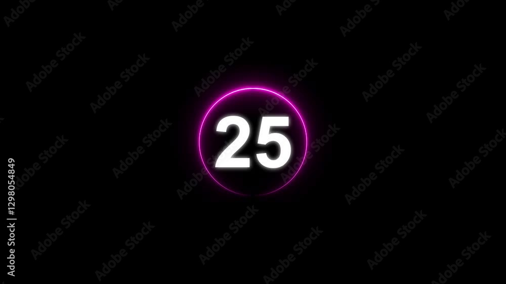 30 seconds countdown timer animation with simple flat modern neon circle indicator animation on black background. 30 seconds countdown timer animation with simple flat modern neon circle indicator animation on black background.
