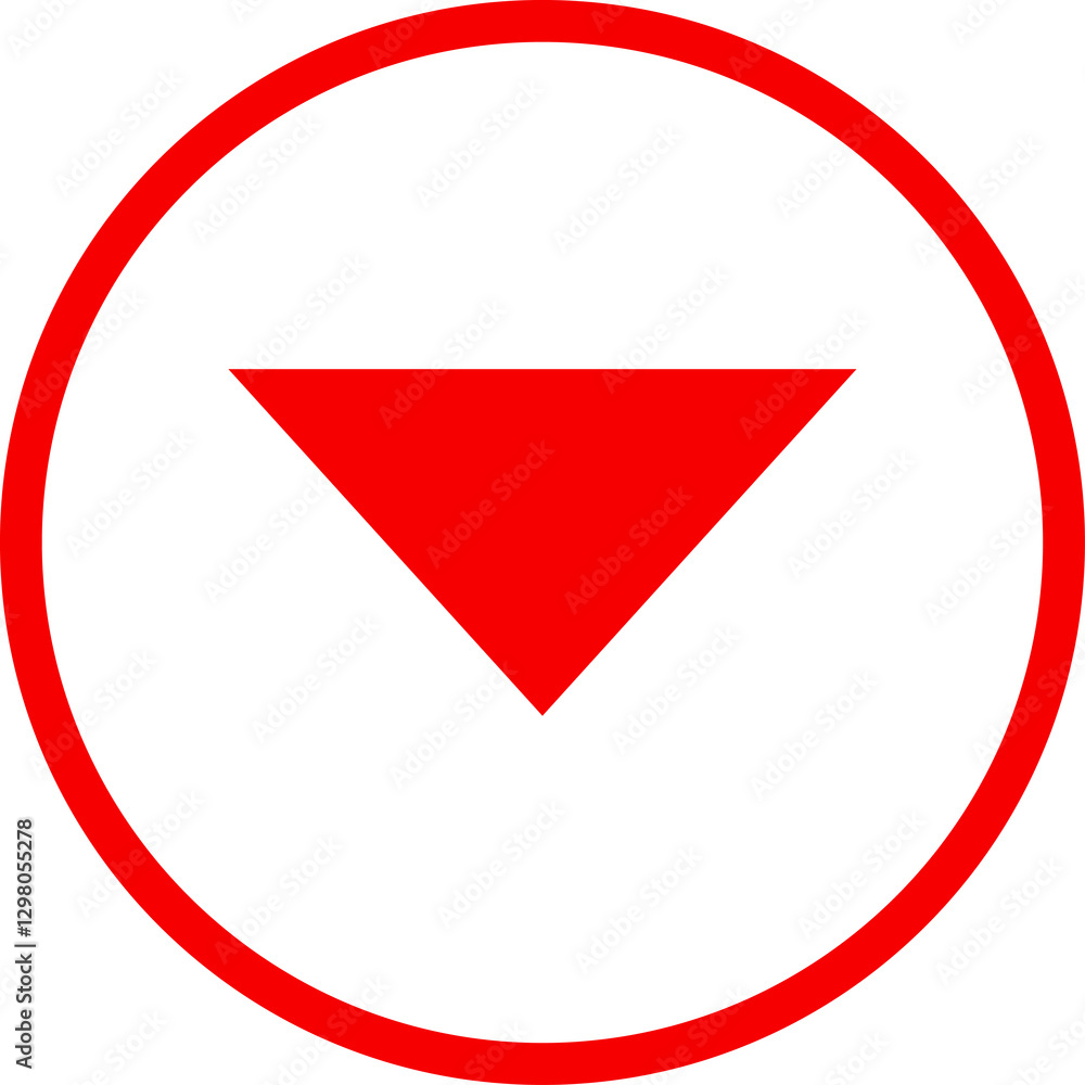 Icon red arrow direction down on a white background vector illustration. Icon red arrow direction down on a white background vector illustration.