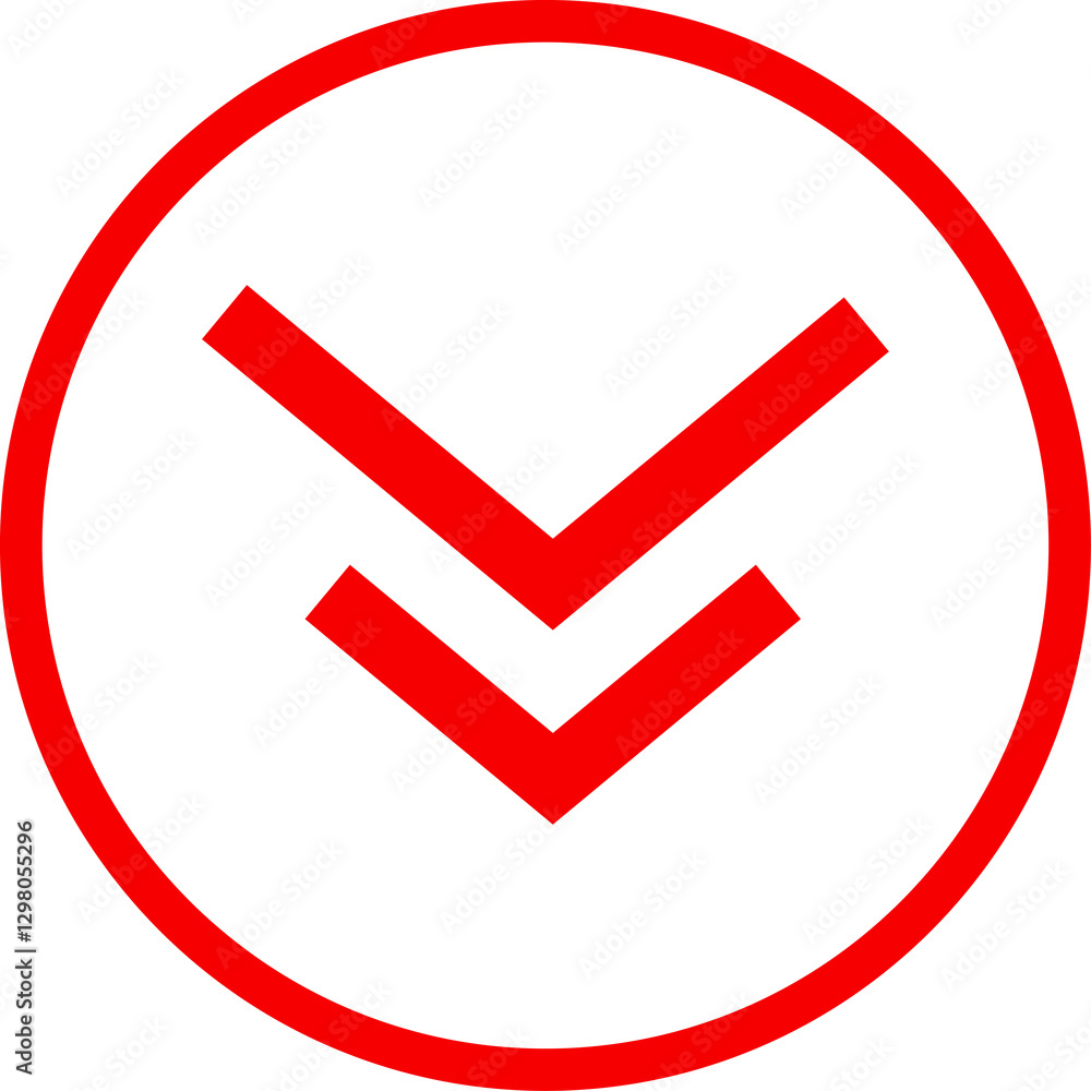 Icon red arrow direction down on a white background vector illustration. Icon red arrow direction down on a white background vector illustration.