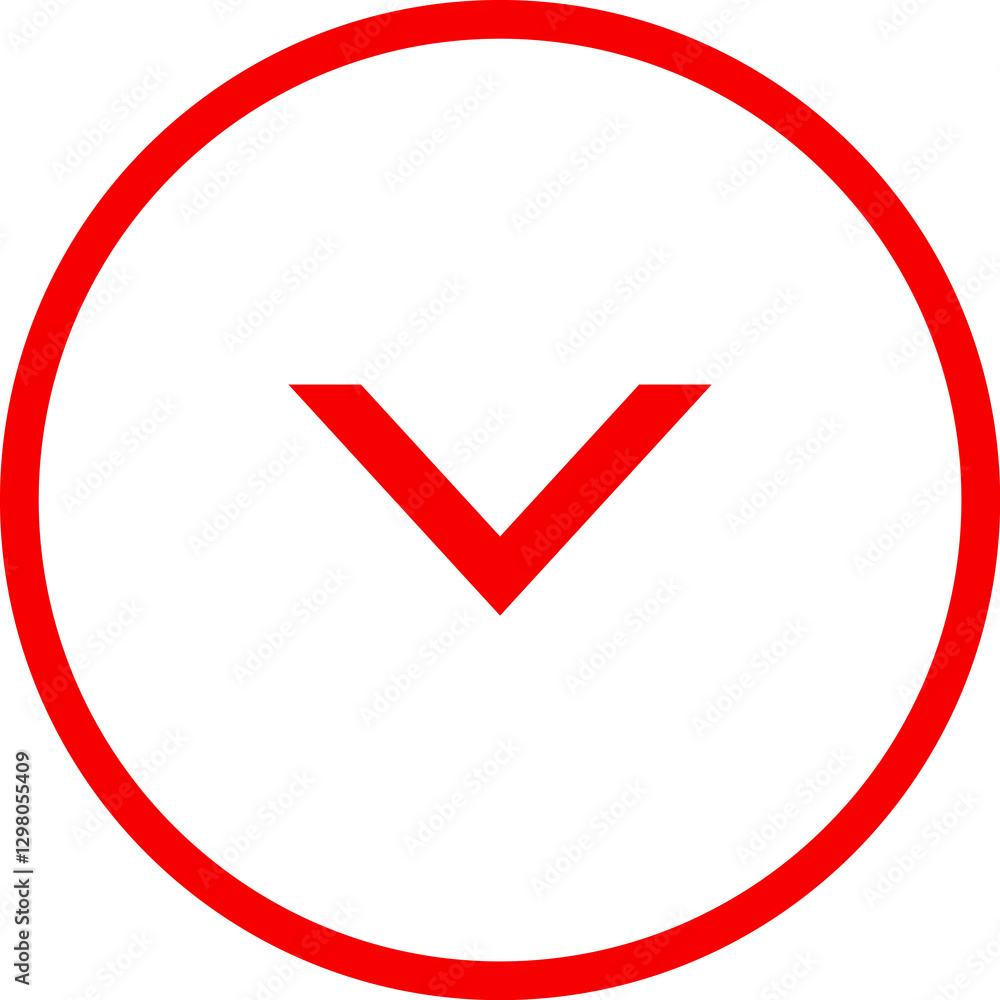 Icon red arrow direction down on a white background vector illustration. Icon red arrow direction down on a white background vector illustration.