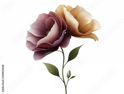 Harmonious flower with layered petals and a flowing form