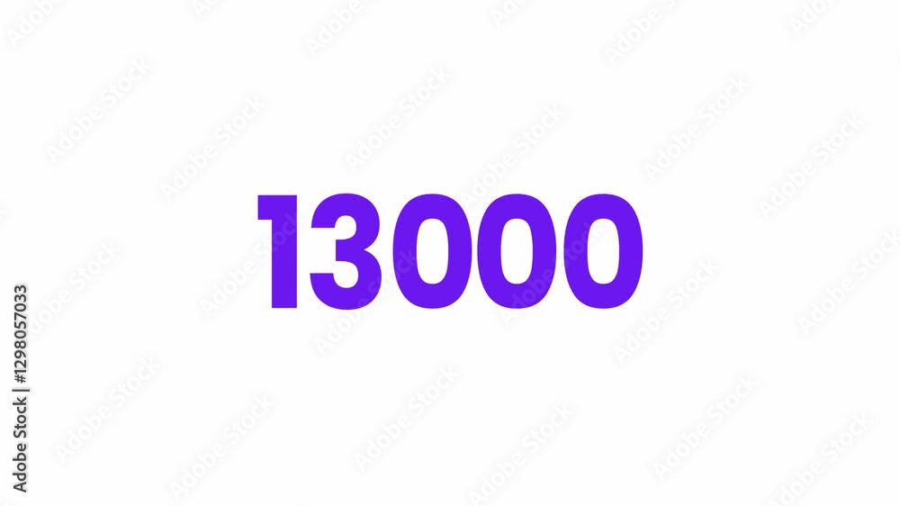 13000 or Thirteen Thousand Text Animation. Alpha matte with transparent background 4K resolution. 13000 or Thirteen Thousand Text Animation. Alpha matte with transparent background 4K resolution.