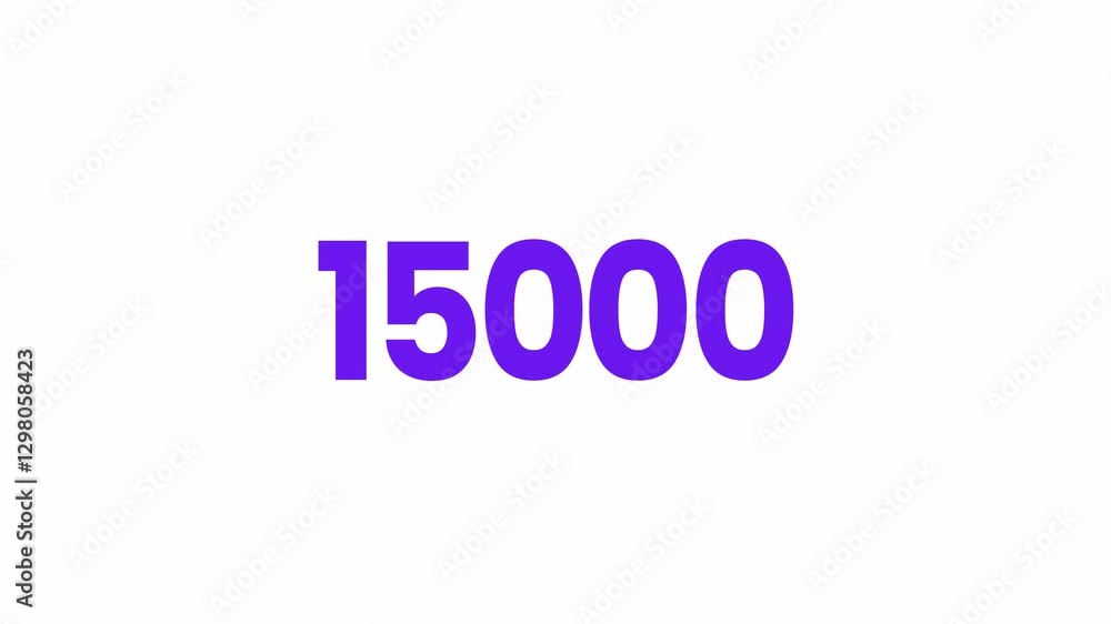 15000 or Fifteen Thousand Text Animation. Alpha matte with transparent background 4K resolution. 15000 or Fifteen Thousand Text Animation. Alpha matte with transparent background 4K resolution.