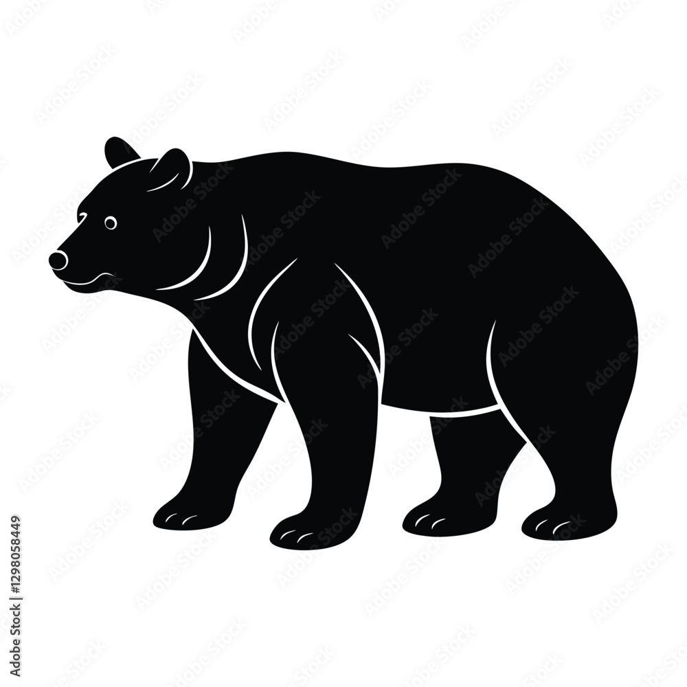 Black Bear vector silhouette on the white background Black Bear vector silhouette on the white background