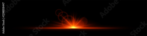 Glowing red light burst on a dark background. Bright neon explosion with radiant beams, circular bokeh, and energy flare. Abstract illumination with vibrant glow and futuristic effect.