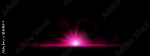 Glowing blue light burst on a dark background. Bright energy explosion with radiant beams, circular bokeh, and neon flare. Abstract illumination with futuristic glow and dynamic effect.