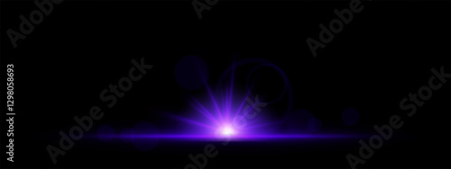 Glowing blue light burst on a dark background. Bright energy explosion with radiant beams, circular bokeh, and neon flare. Abstract illumination with futuristic glow and dynamic effect.