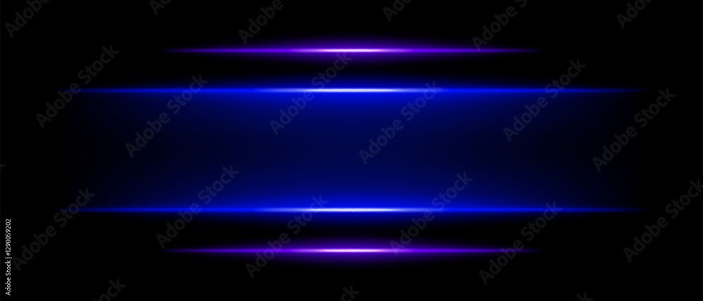 Abstract glowing purple and blue light beams on a dark background. Four parallel neon streaks create a futuristic energy effect with smooth gradients and a radiant glow Abstract glowing purple and blue light beams on a dark background. Four parallel neon streaks create a futuristic energy effect with smooth gradients and a radiant glow