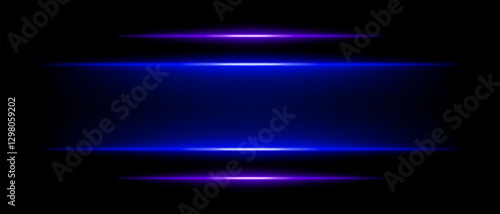 Abstract glowing purple and blue light beams on a dark background. Four parallel neon streaks create a futuristic energy effect with smooth gradients and a radiant glow
