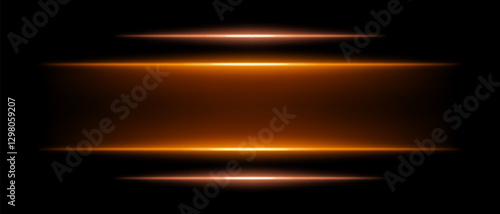 Abstract glowing orange light beams dark background. Four parallel neon streaks create a futuristic energy effect with smooth gradients radiant glow. Vibrant illumination modern digital aesthetic
