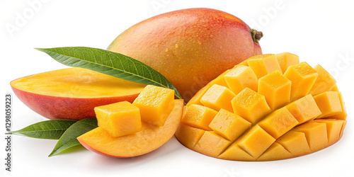 Mango fruit with mango cubes