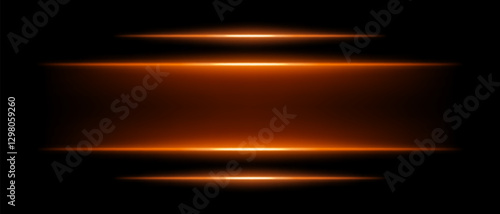 Abstract glowing orange light beams dark background. Four parallel neon streaks create a futuristic energy effect with smooth gradients radiant glow. Vibrant illumination modern digital aesthetic